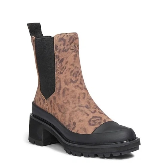 NEW Timberland Womens Kori Park 2.0 Brown Nubuck Leopard Print Chelsea Boots 10 - Picture 1 of 7